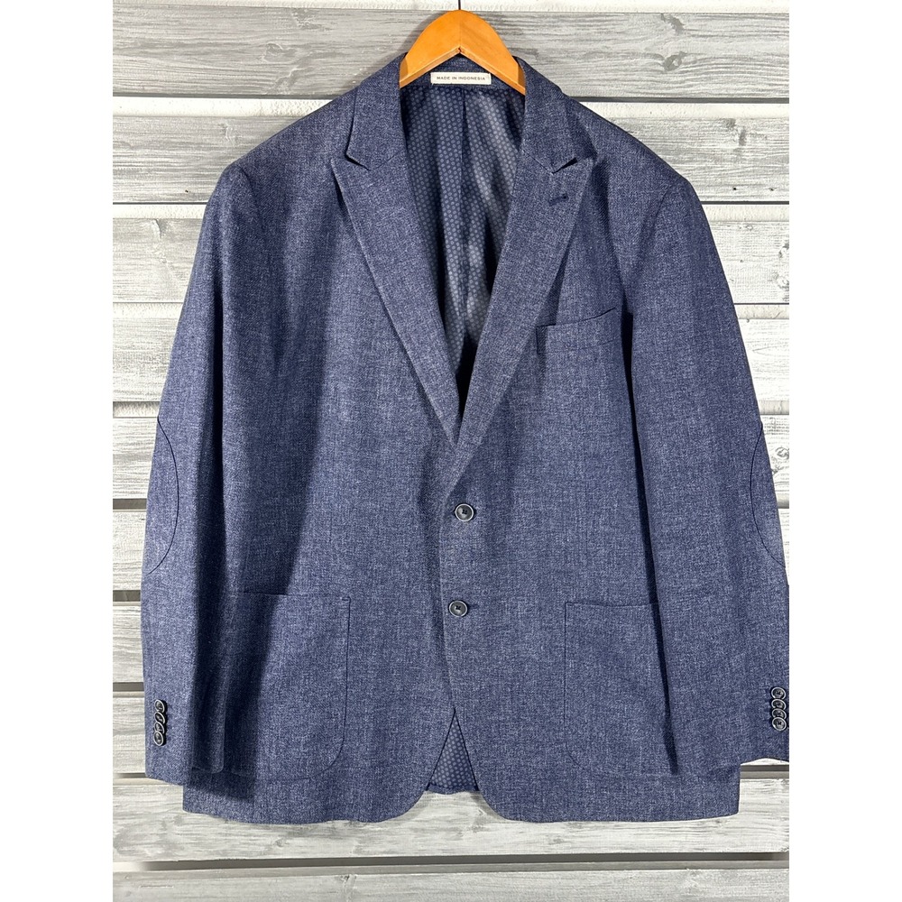 Josseph Abboud Linen Wool Blazer Sport Coat Elbow Patches Mens 46R